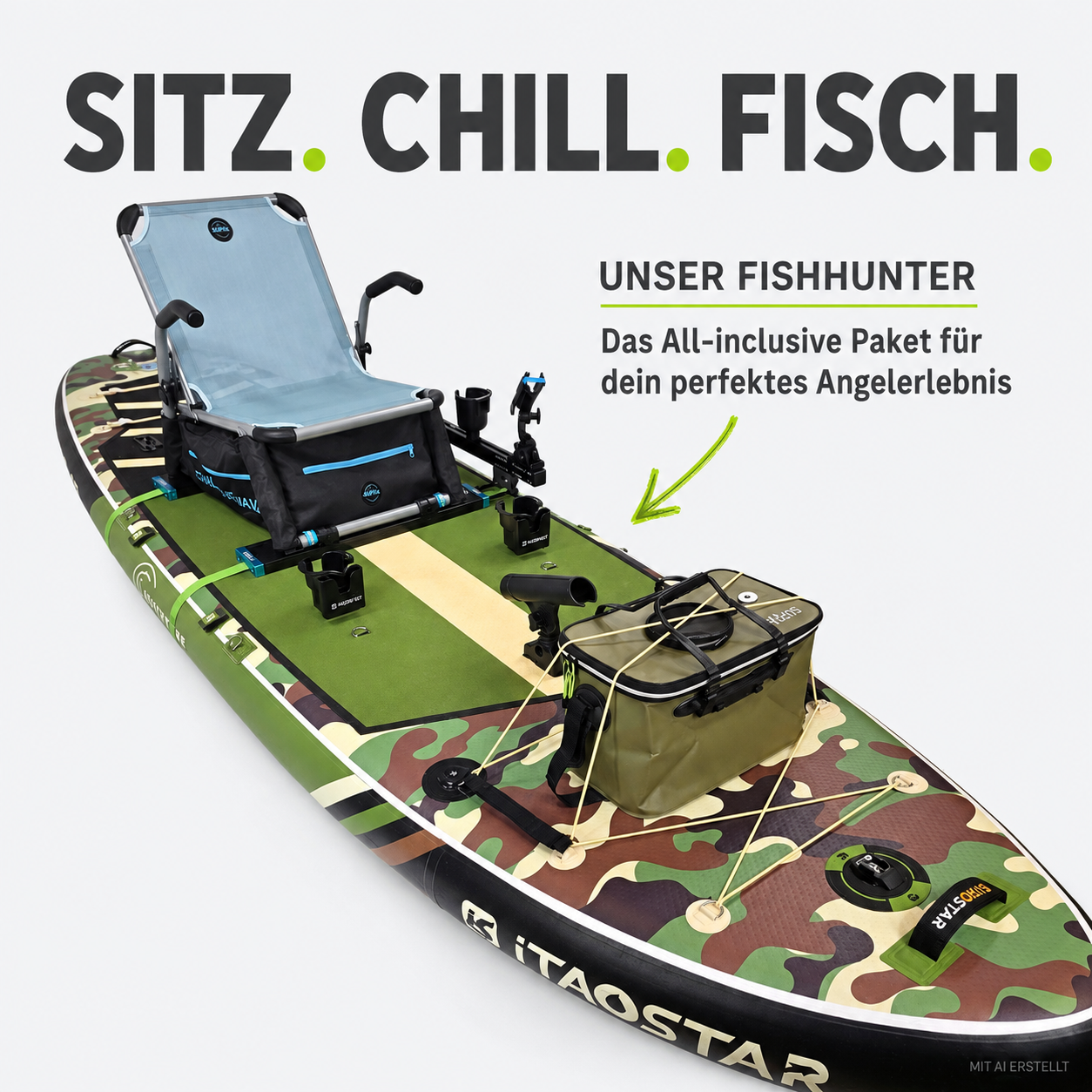 SUPFIX FISH-HUNTER Anglerboard – stable fishing SUP with seating system