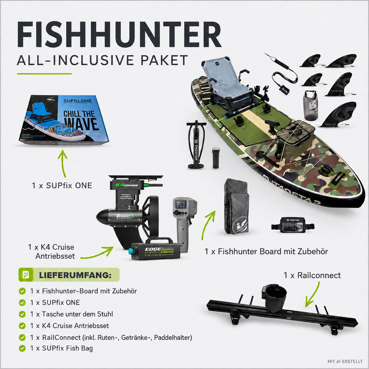 SUPFIX FISH-HUNTER Anglerboard – stable fishing SUP with seating system