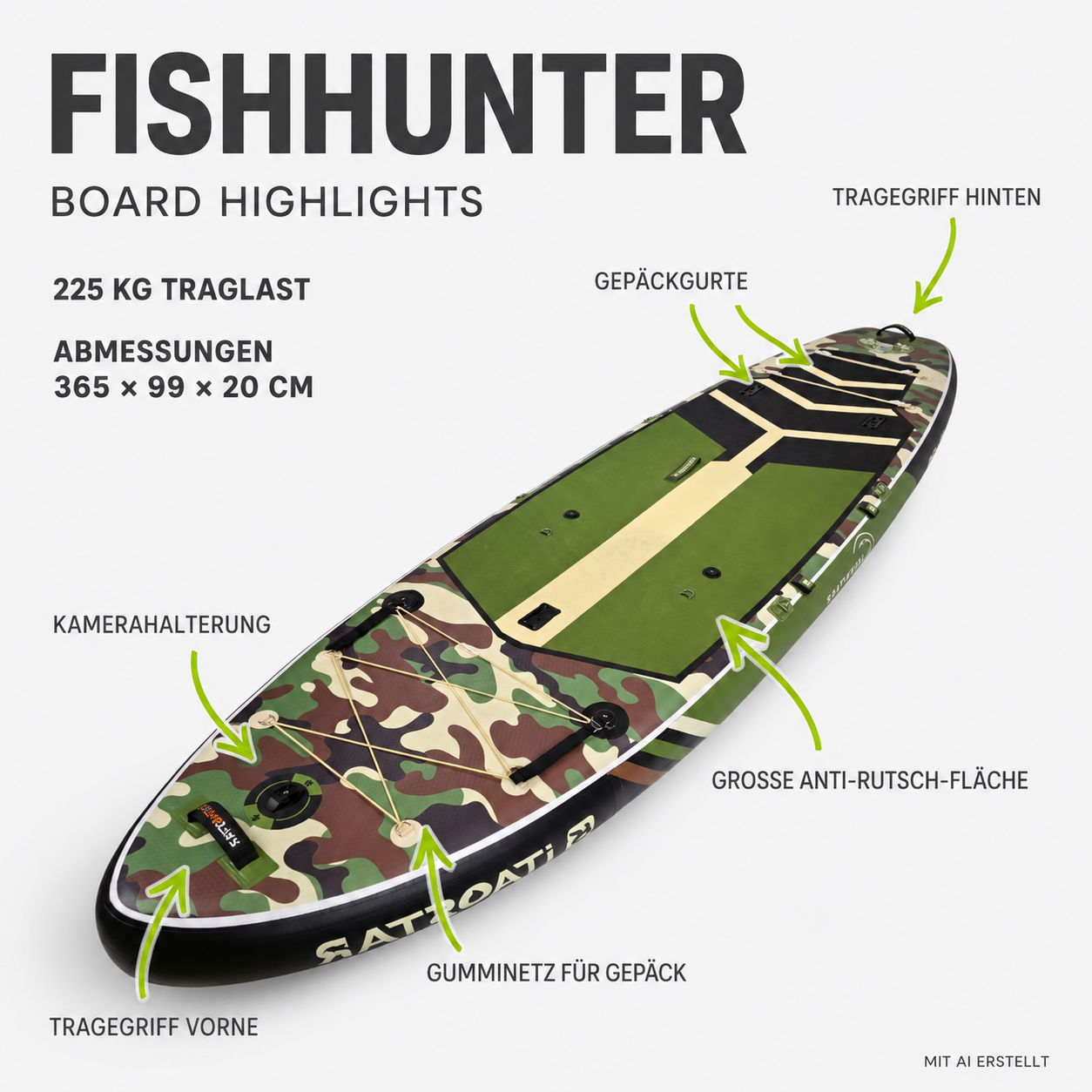 SUPFIX FISH-HUNTER Anglerboard – stable fishing SUP with seating system